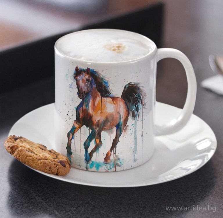 Чаша Кафяв кон – художник Славейка Аладжова Чаша Кафяв кон – художник Славейка Аладжова