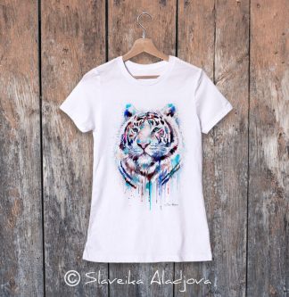 Дамска тениска с бял тигър