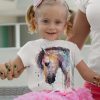 Детска тениска с картина на кон Детска тениска с глава на кон, акварел от художника Славейка Аладжова