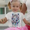 Детска тениска тигър бялi Детска тениска с бял тигър, акварел от художника Славейка Аладжова
