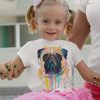 Детска тениска с куче мопс Детска тениска с мопс, акварел от художника Славейка Аладжова
