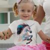 Детска тениска с картина еднорог Детска тениска с еднорог, акварел от художника Славейка Аладжова
