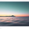 Летен морски пейзаж, лунен изгрев, морска фотография