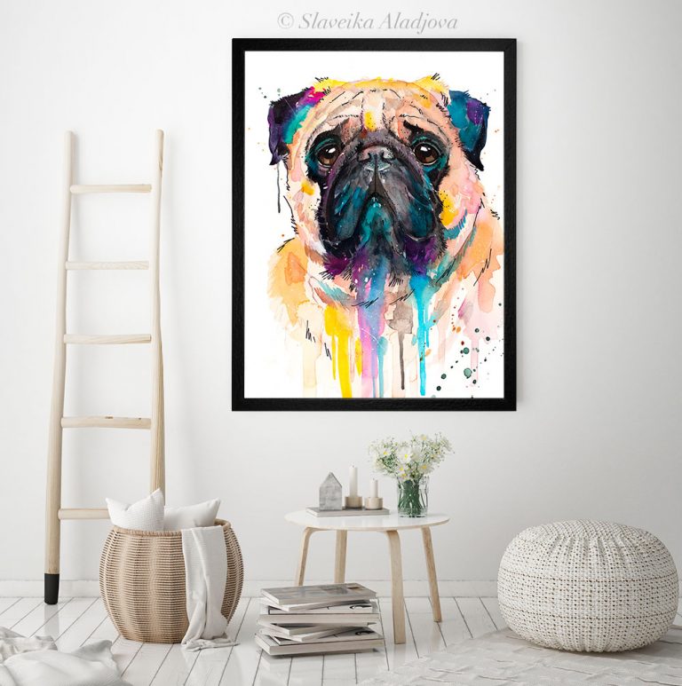 15print-art-idea Картина с куче мопс, пъг