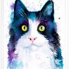 черно бяла котка акварелна картина художник славейка аладжова черно бяла котка акварелна картина художник славейка аладжова