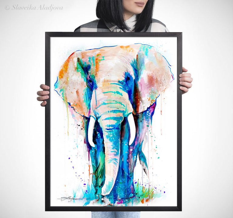 African Elephant watercolor 5 Африкански слон