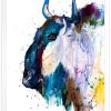Wildebeest Gnu watercolor 8 Гну, антилопa