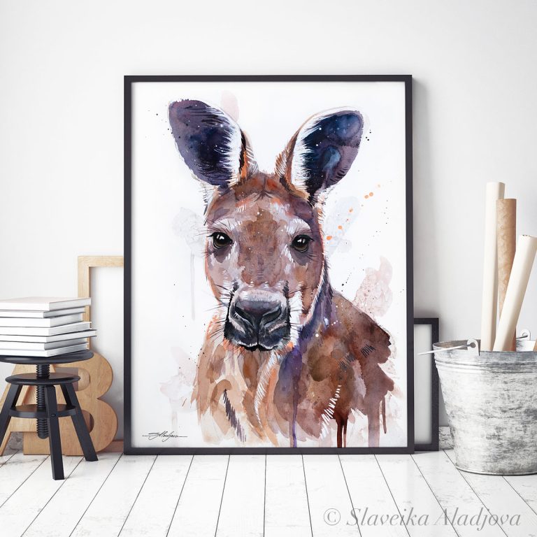 Red kangaroo watercolor 3 Ръждиво кенгуру