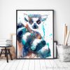Ring-tailed lemur watercolor 3 Котешки лемур