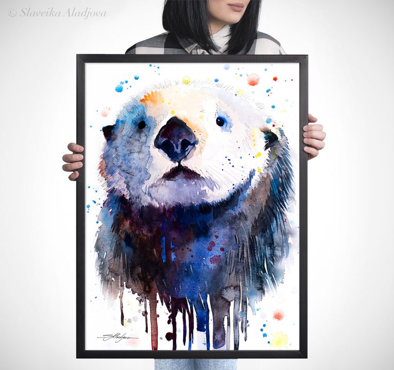 Sea Otter watercolor 5 Морска видра