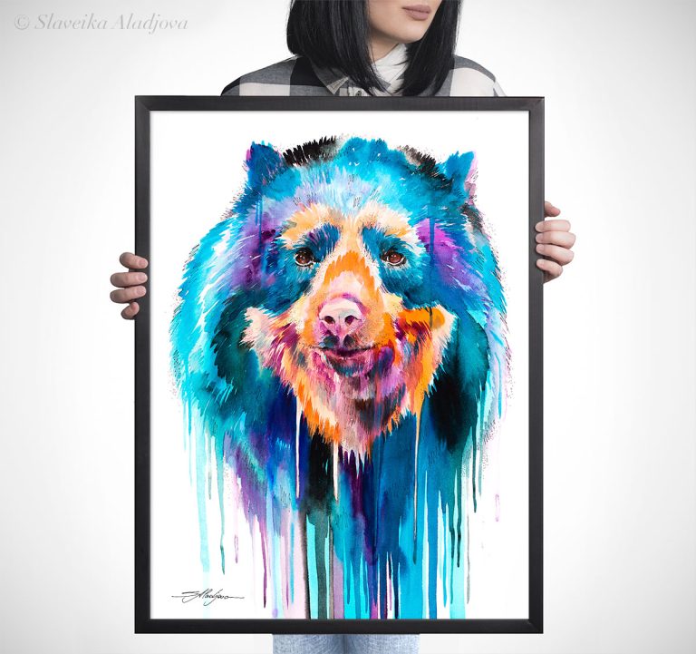 Spectacled Bear watercolor 5 Очилата мечка