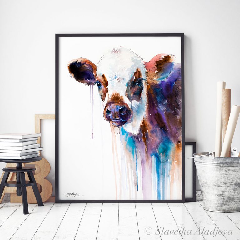 Cow watercolor 3 Крава