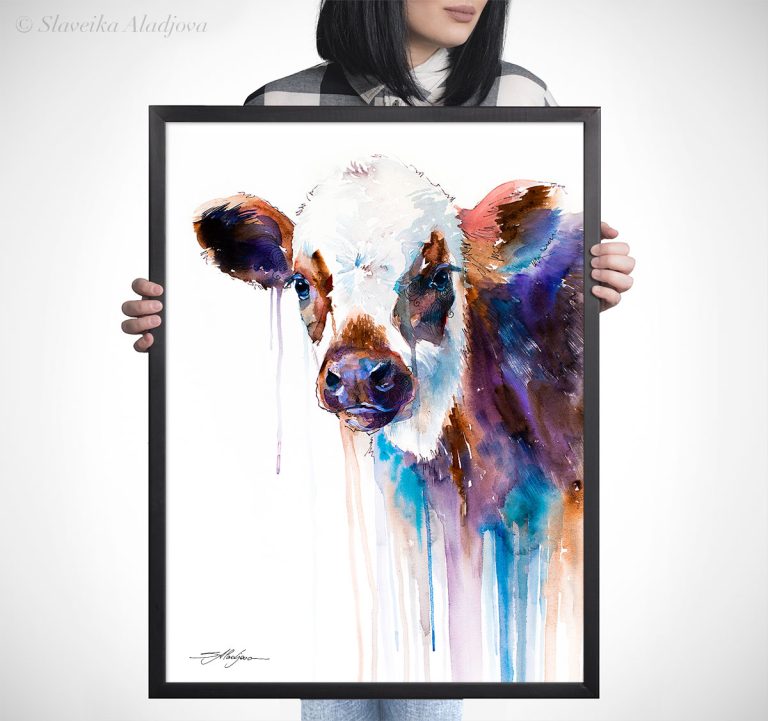 Cow watercolor 5 Крава
