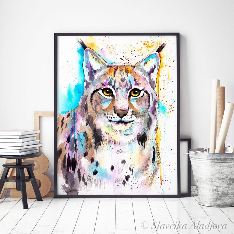 Eurasian lynx watercolor 3 Рис