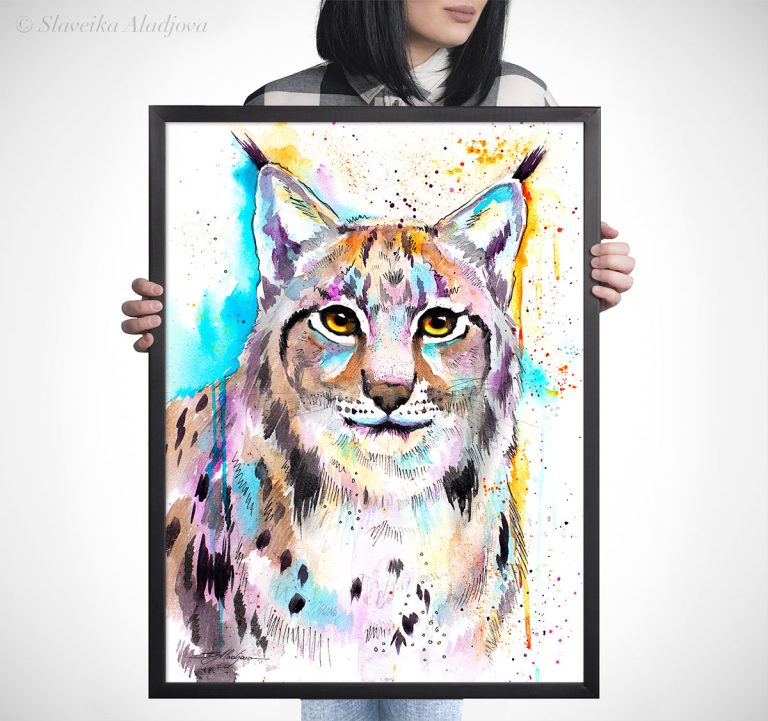 Eurasian lynx watercolor 5 Рис