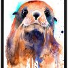 Fur seal watercolor 6 Тюлен акварелна картина, художник Славейка Аладжова