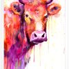 Red Cow watercolor 8 крава