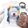 T-shirts-art-10 Тениска с бобтейл, староанглийска овчарка, акварел от художника Славейка Аладжова