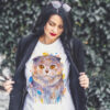 Шотландска клепоуха котка Тениска с шотландска клепоуха котка, акварел от художника Славейка Аладжова